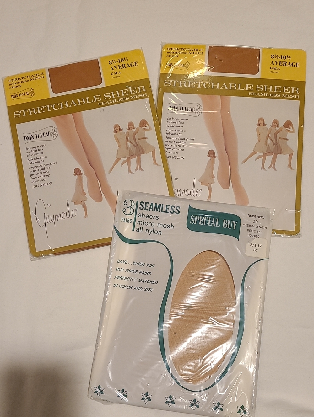 Vintage Nylons Gaymode By Pennys, Stretchable Sheer Seamless Mesh Hosiery NWT